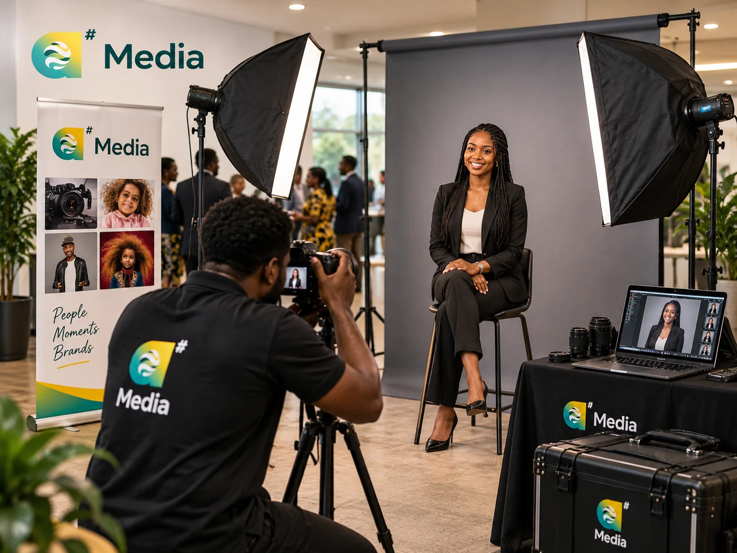 A# Media PopUP mobile photo studio setup with African professional portrait session on location